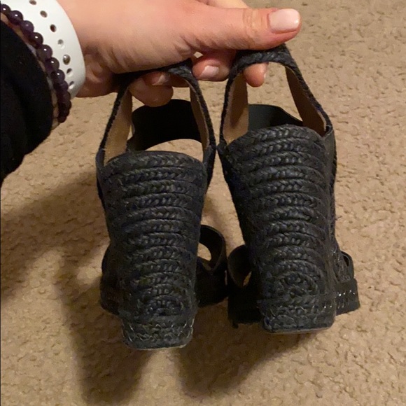 Black Espadrille Wedges Sz 8 - Picture 4 of 6